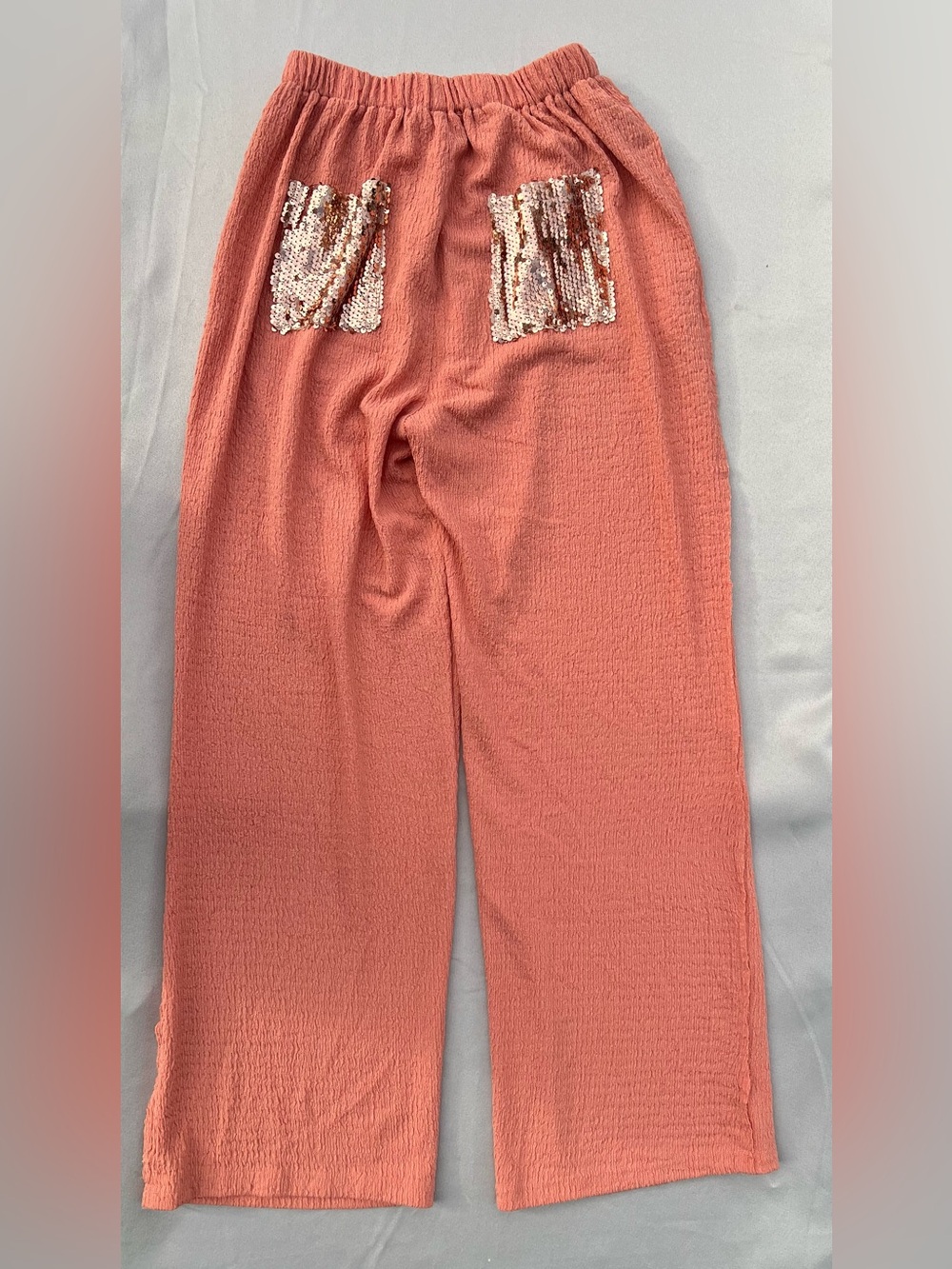 NEW! POL Salmon Pink Sequin Pocket Pants - Picture 2 of 6